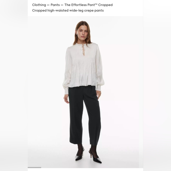 Effortless Pants CroppedCropped high-waisted wide-leg crepe pants - Picture 1 of 2